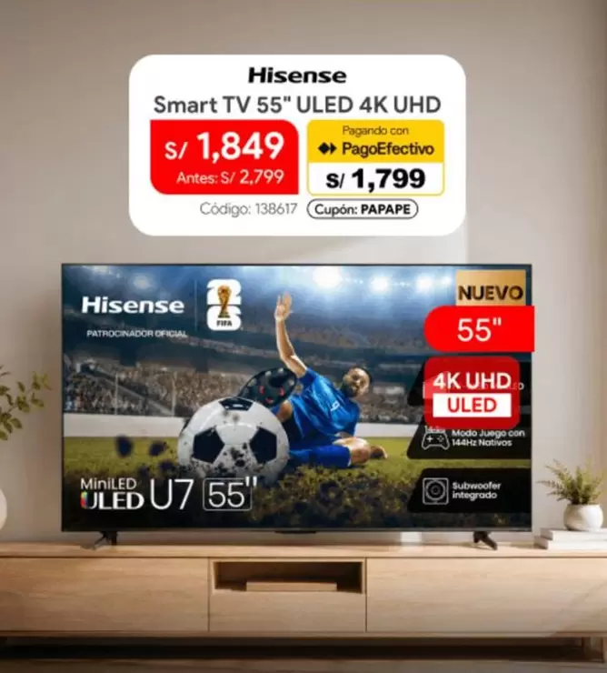 Hisense - Smart TV 55" ULED 4K UHD