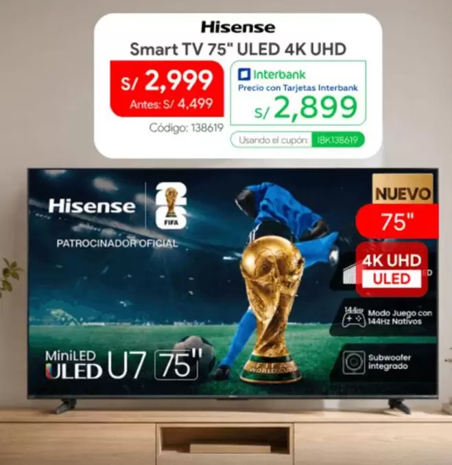 Hisense - Smart TV 75" ULED 4K UHD