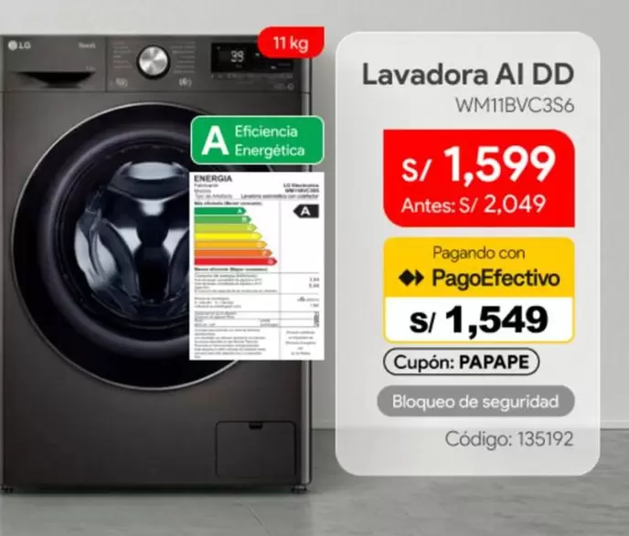 Lg - Lavadora AI DD WM11BVC3S6