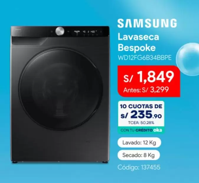 Samsung - Lavaseca Bespoke WD12FG6B34BBPE