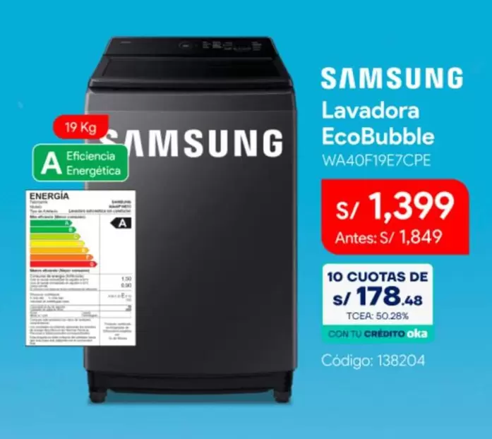 Samsung - Lavadora EcoBubble WA40F19E7CPE