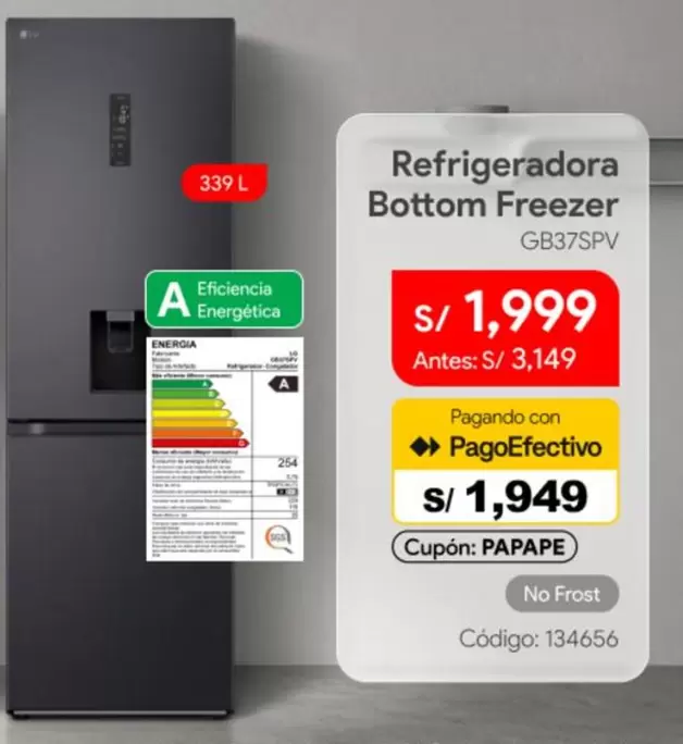 Refrigeradora Bottom Freezer GB37SPV