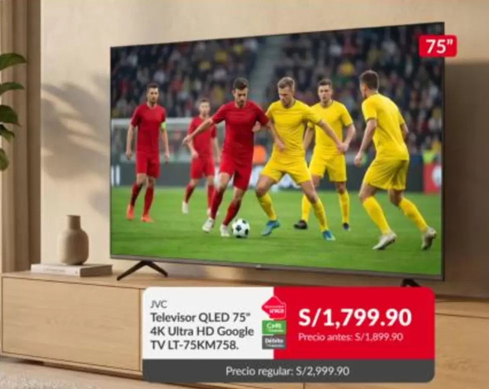 JVC - Televisor QLED 75" 4K Ultra HD Google TV LT-75KM758