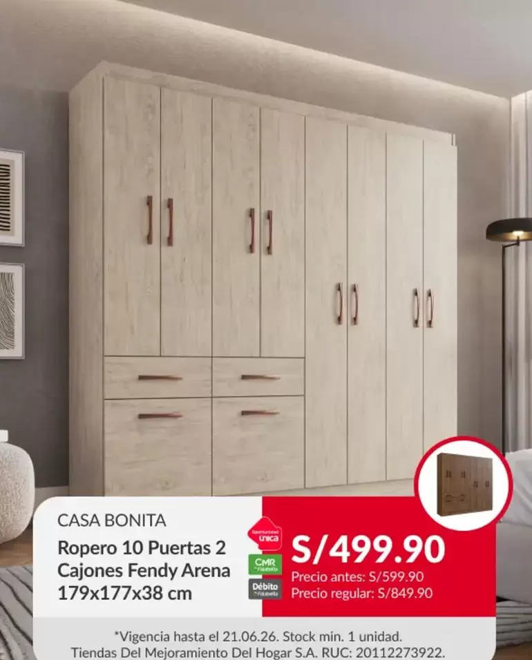Ropero 10 Puertas 2 Cajones Fendy Arena