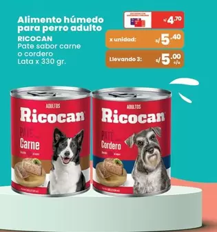 Ricocan - Alimento húmedo para perro adulto PATE