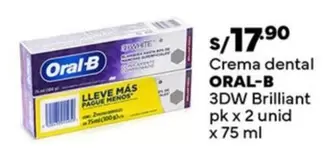 Oral B - 3DW Brilliant pk x 2 unid x 75 ml