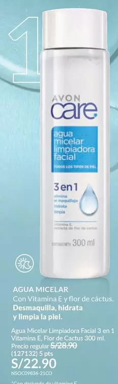 Avon Care - Agua Micelar Limpiadora Facial 3 en 1