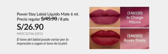 power - Power Stay Labial Liquido Mate 6 ml