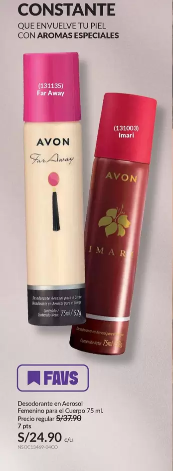 Avon - Deodorante en Aerosol Femenino para el Cuerpo