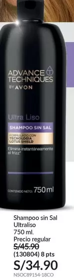Avon - Shampoo sin Sal Ultraliso