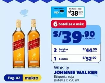 Johnnie Walker - Whisky Etiqueta roja Botella