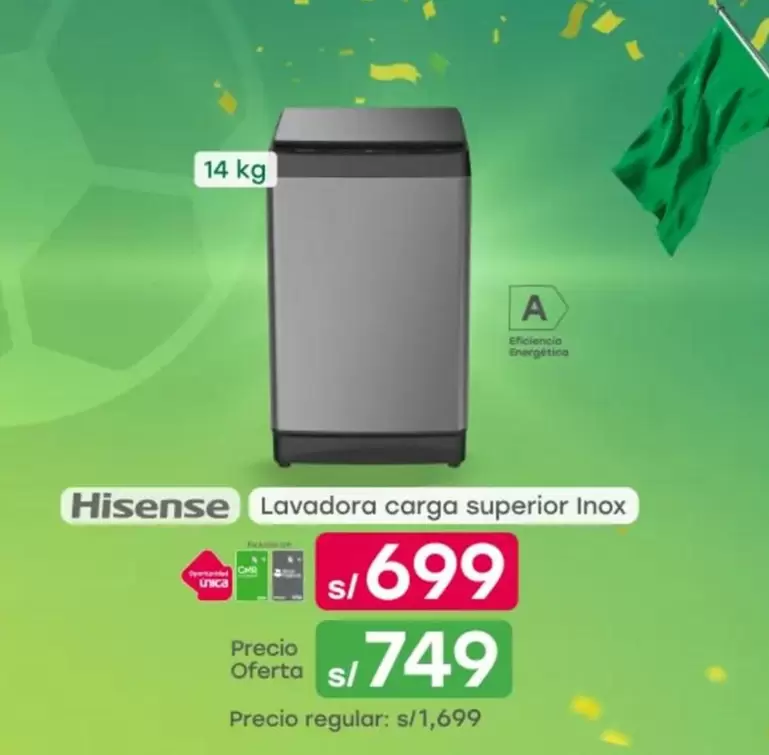 Hisense - Lavadora carga superior Inox