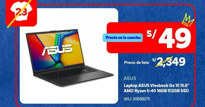 Asus - Laptop Vivobook Go 15.6" AMD Ryzen 5-40 16GB 512GB SSD