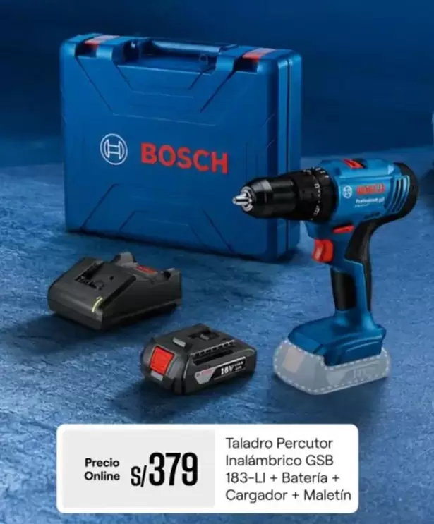 Bosch - Taladro Percutor Inalámbrico GSB 183-LI
