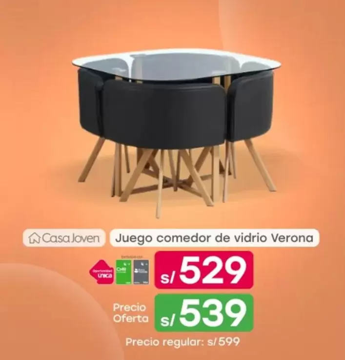 Casa Joven - Juego comedor de vidrio Verona