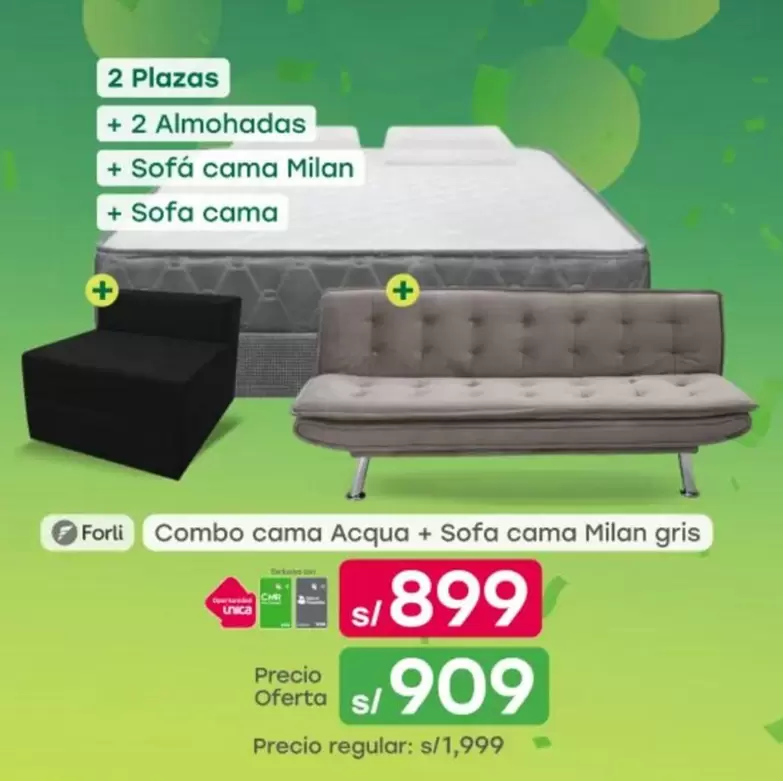 Forli - Combo cama Acqua + Sofa cama Milan
