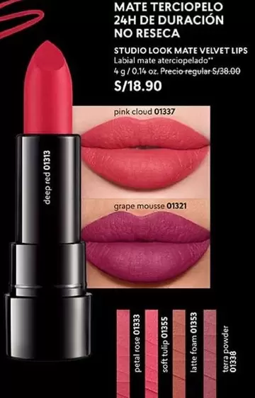 Studio - MATE TERCIOPELO 24H DE DURACIÓN NO RESECA STUDIO LOOK MATE VELVET LIPS Labial mate atencioperlado