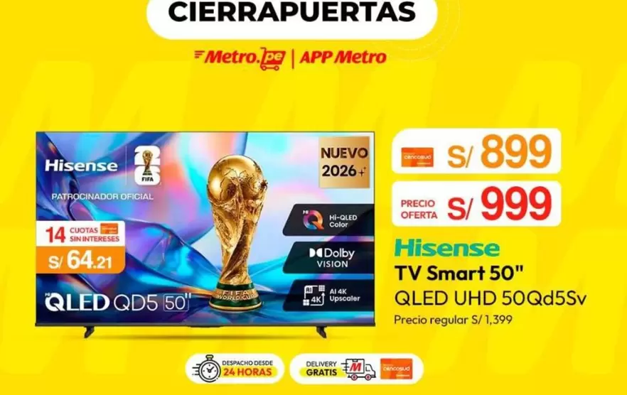 Hisense - TV Smart 50" QLED UHD 50Qd55v