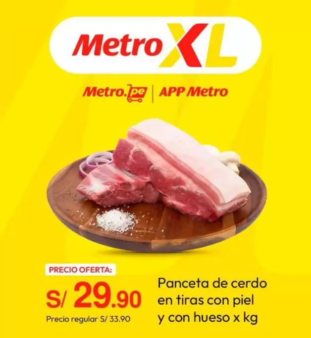 Metro - Panceta de cerdo en tiras con piel y con hueso