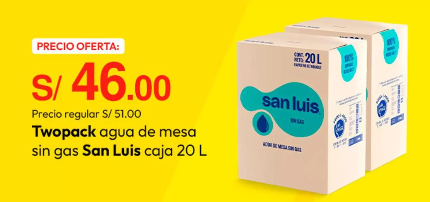San Luis - Agua De Mesa Sin Gas Caja