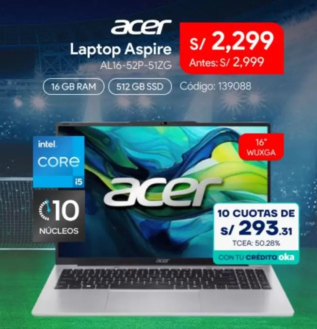 Acer - Laptop Aspire AL16-52P-51ZG