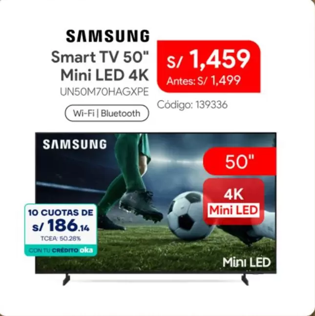 Samsung - Smart TV 50" Mini LED 4K UN50M70HAGXPE Código: 139336