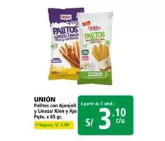 Unión - Palitos con Ajonjolí y Linaza Kion y Ajo