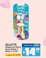 Gillette - Máquina de Afeitar Venus Simply 3 Blister x 2 und.