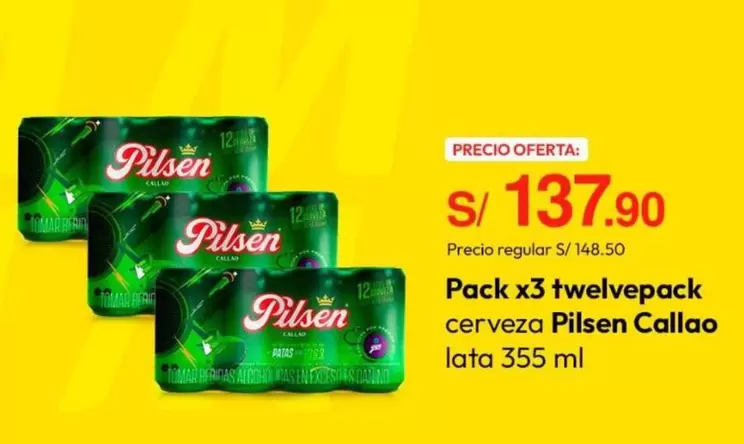 Pilsen - cerveza  Callao lata 355 ml