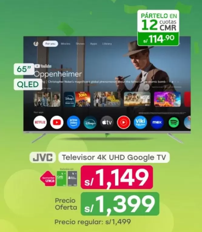 JVC - Televisor 4K UHD Google TV