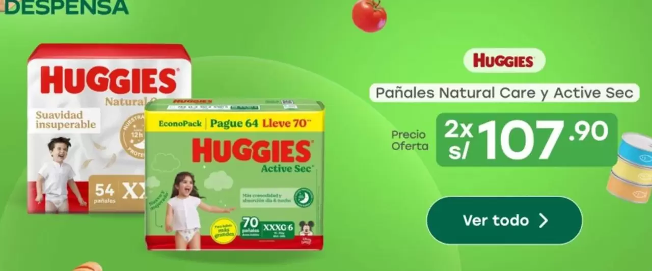 Huggies - Pañales Natural Care y Active Sec