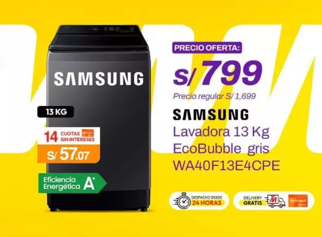 Samsung - Lavadora 13 Kg EcoBubble gris WA40F13E4CPE