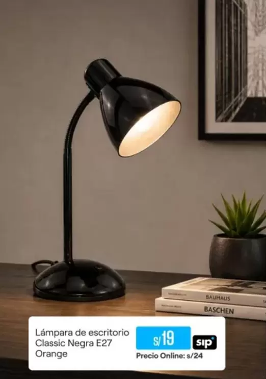 Orange - Lámpara de escritorio Classic Negra E27