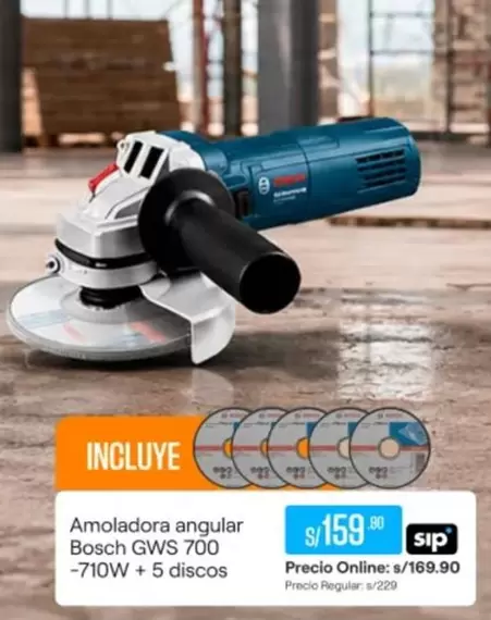Bosch - Amoladora angular GWS 700 + 5 discos