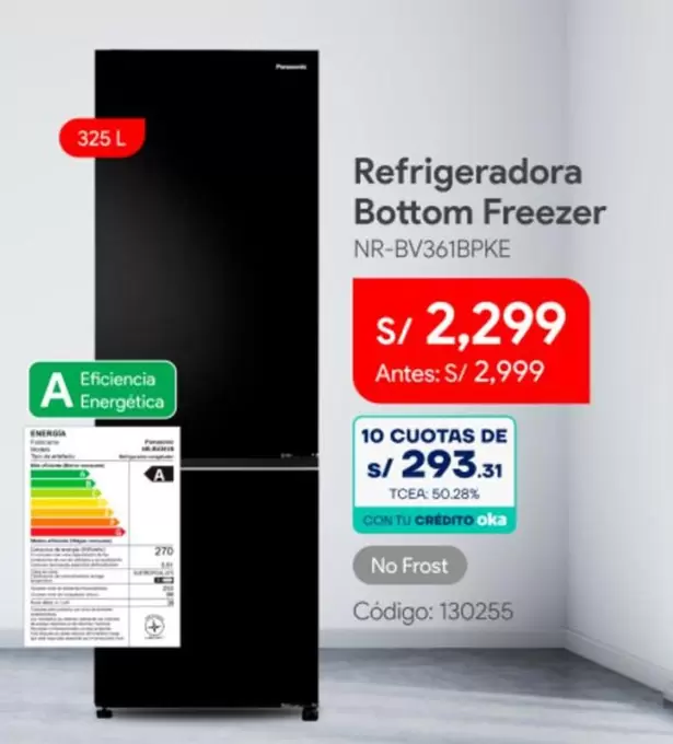 Panasonic - Refrigeradora Bottom Freezer NR-BV361BPKE