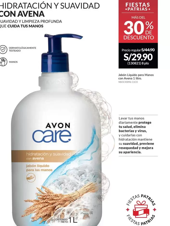 Avon Care - Jabón Líquido para Manos con Avena