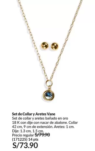 Oro - Set de Collar y Aretes Vane