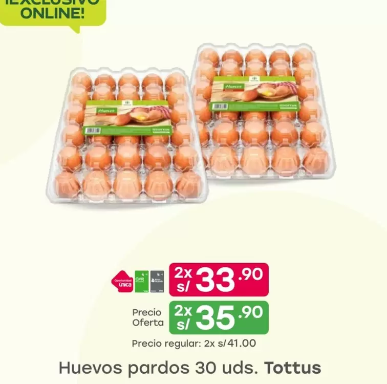 Tottus - Huevos pardos 30 uds.
