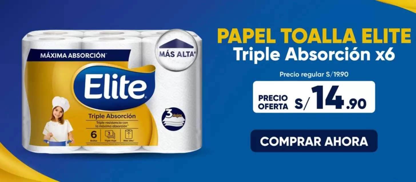 Elite - PAPEL TOALLA Triple Absorción x6