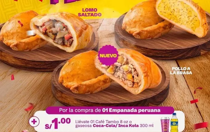 Coca-Cola - Empanada peruana + Café Tambo 8 oz o gaseosa /Inca Kola 300 ml