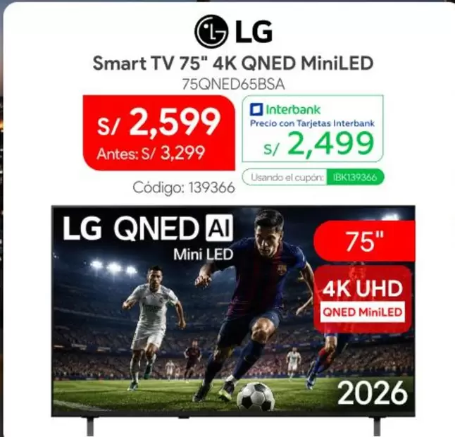 Lg - Smart TV 75" 4K QNED MiniLED 75QNED65BSA