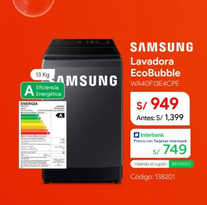 Samsung - Lavadora EcoBubble WA40F13E4CPE