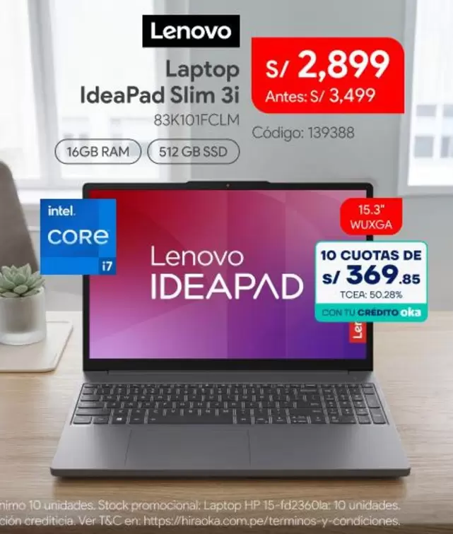 Lenovo - Laptop IdeaPad Slim 3i 83K101FCLM