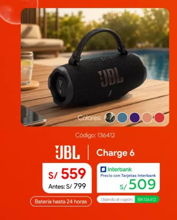 JBL - Charge 6 Código: 136412