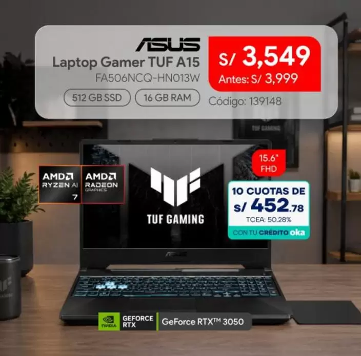 Asus - Laptop Gamer TUF A15 FA506NCQ-HN013W