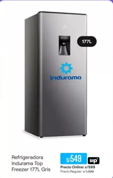 Indurama - Refrigeradora Top Freezer 177L Gris