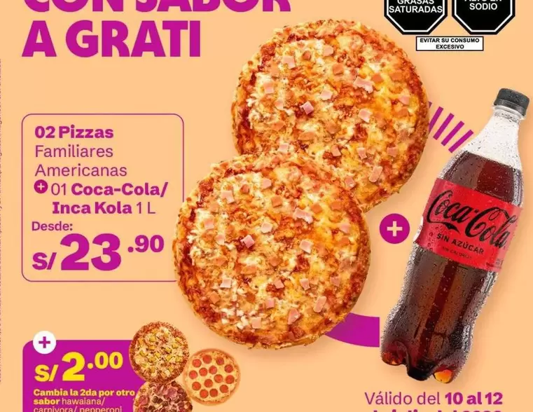 Inca Kola - 02 Pizzas Familiares Americanas + 01 Coca-Cola 1 L