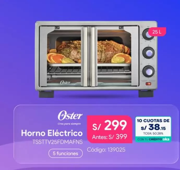 Oster - Horno Eléctrico TSSTTV25FDMAFS