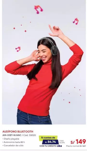 AUDIFONO BLUETOOTH AM-5151-HANC