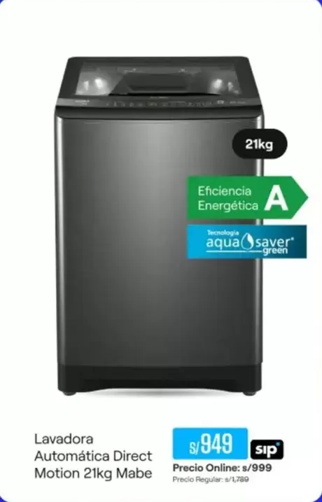 Mabe - Lavadora Automática Direct Motion 21kg